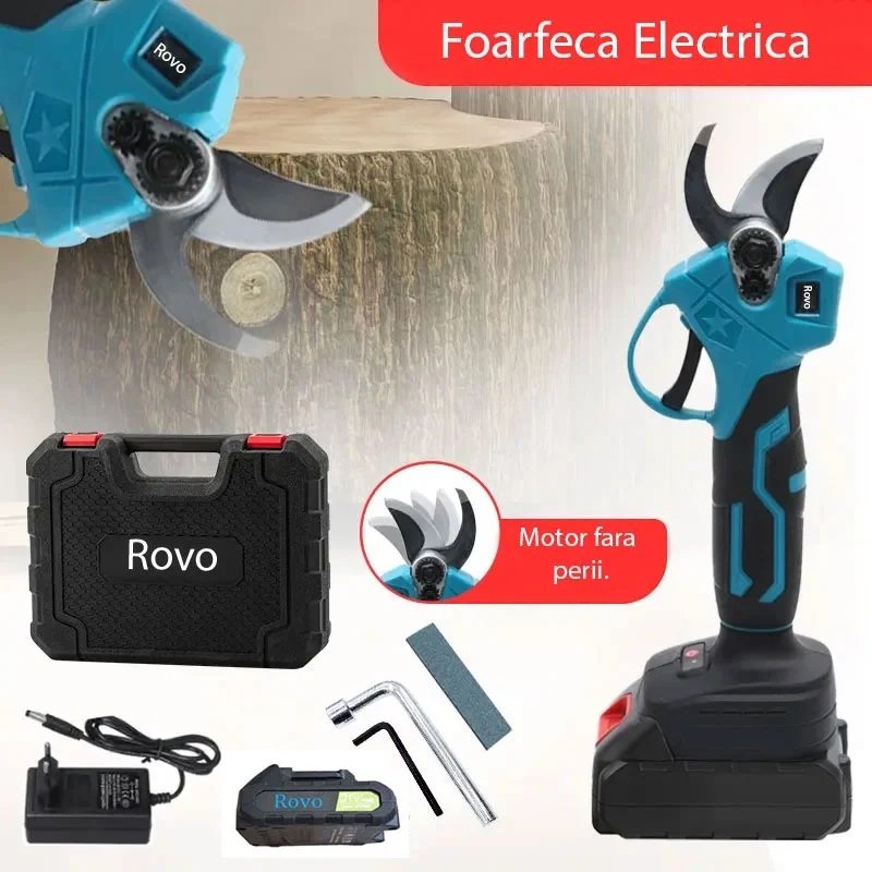 Foarfeca Electrica Rovo RV-FE, 800W, 2 Acumulatori