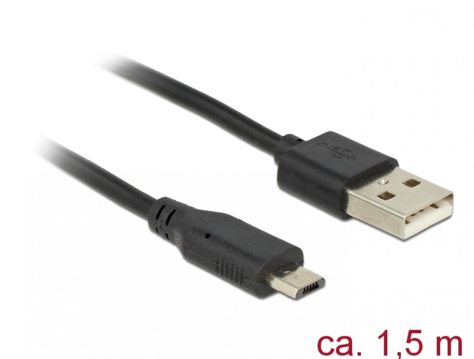 Cablu Delock USB-microUSB 1.5m cu LED