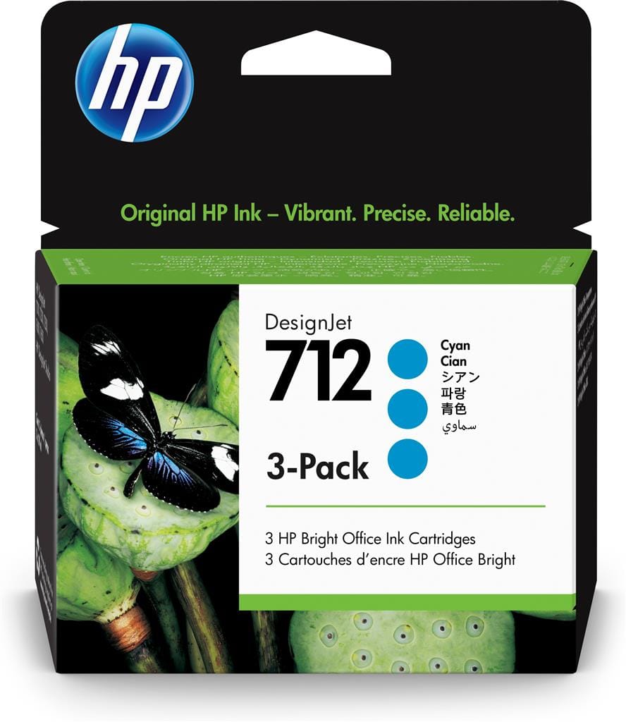 Tri-Pack Original HP Cyan nr.712 pentru DesignJet - 3 cartușe - imagine 2