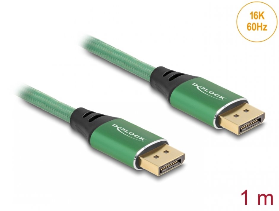 Cablu DisplayPort 2.1 16K, 1m, Verde, Delock