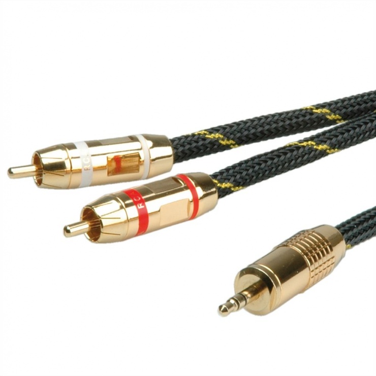 Cablu Audio Roline Jack 3.5mm la 2 RCA, 2.5m - imagine 1