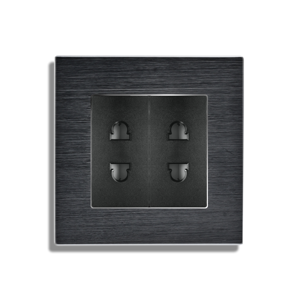 Priză Dublă LUXION cu Ramă Aluminiu, Design Modern - imagine 6