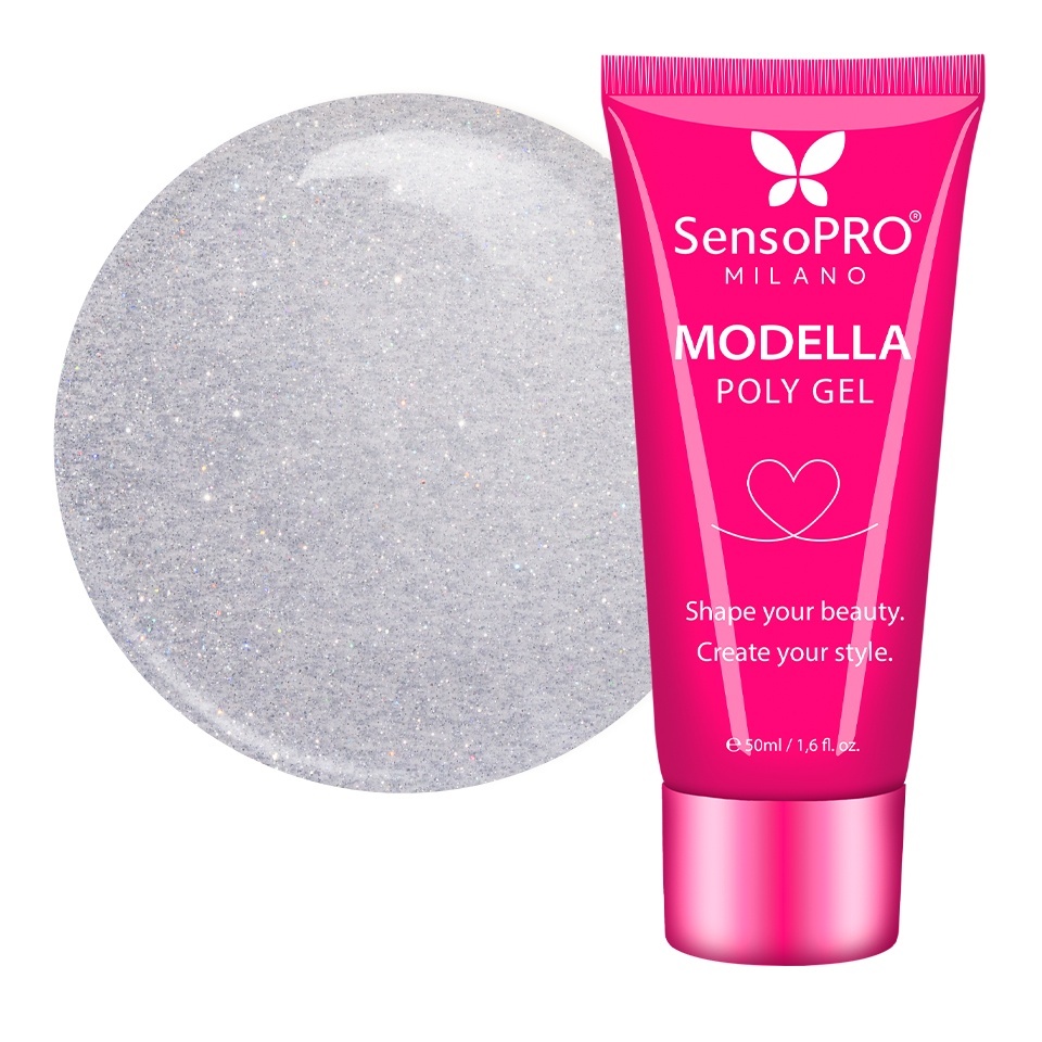 Polygel MODELLA SensoPRO Milano - Silver Luxe, 50ml