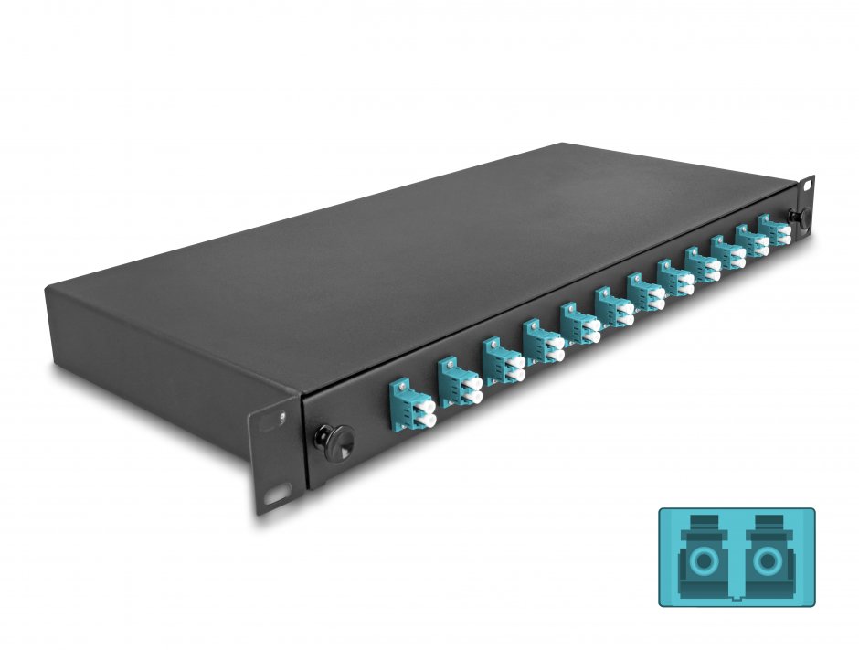 Splice Box FO 19" 1U 12xLC OM3 Delock