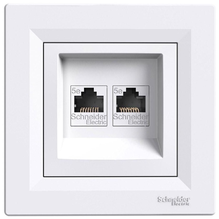 Priză Date Dublă UTP RJ45 Alb Schneider Asfora