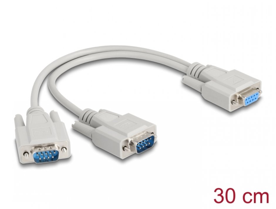 Splitter Y Serial DB9 1x2, Delock 67160, 30cm