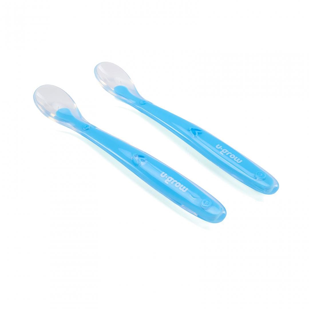 Set 2 Lingurite Silicon Bebelusi 6L+ U-Grow Light Blue - imagine 2