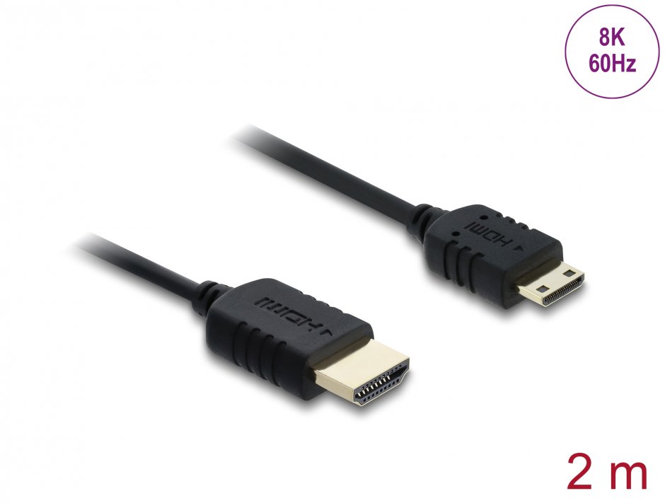 Cablu HDMI Mini-C la HDMI 8K 2m Delock 81685