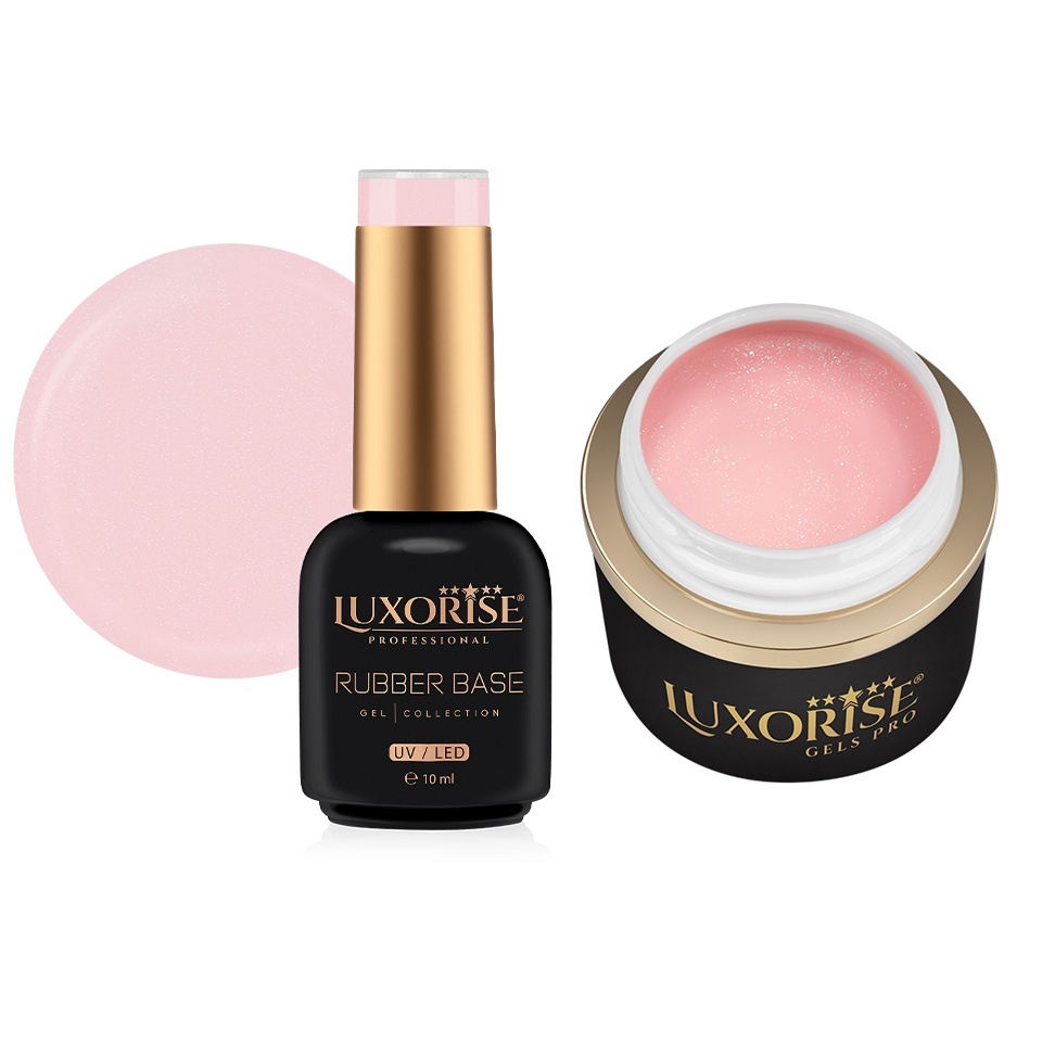 Set Gel Constructie si Rubber Base Natural Blush LUXORISE