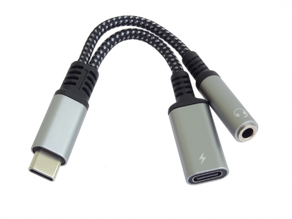 Adaptor USB-C la Jack 3.5mm DAC + Încărcare