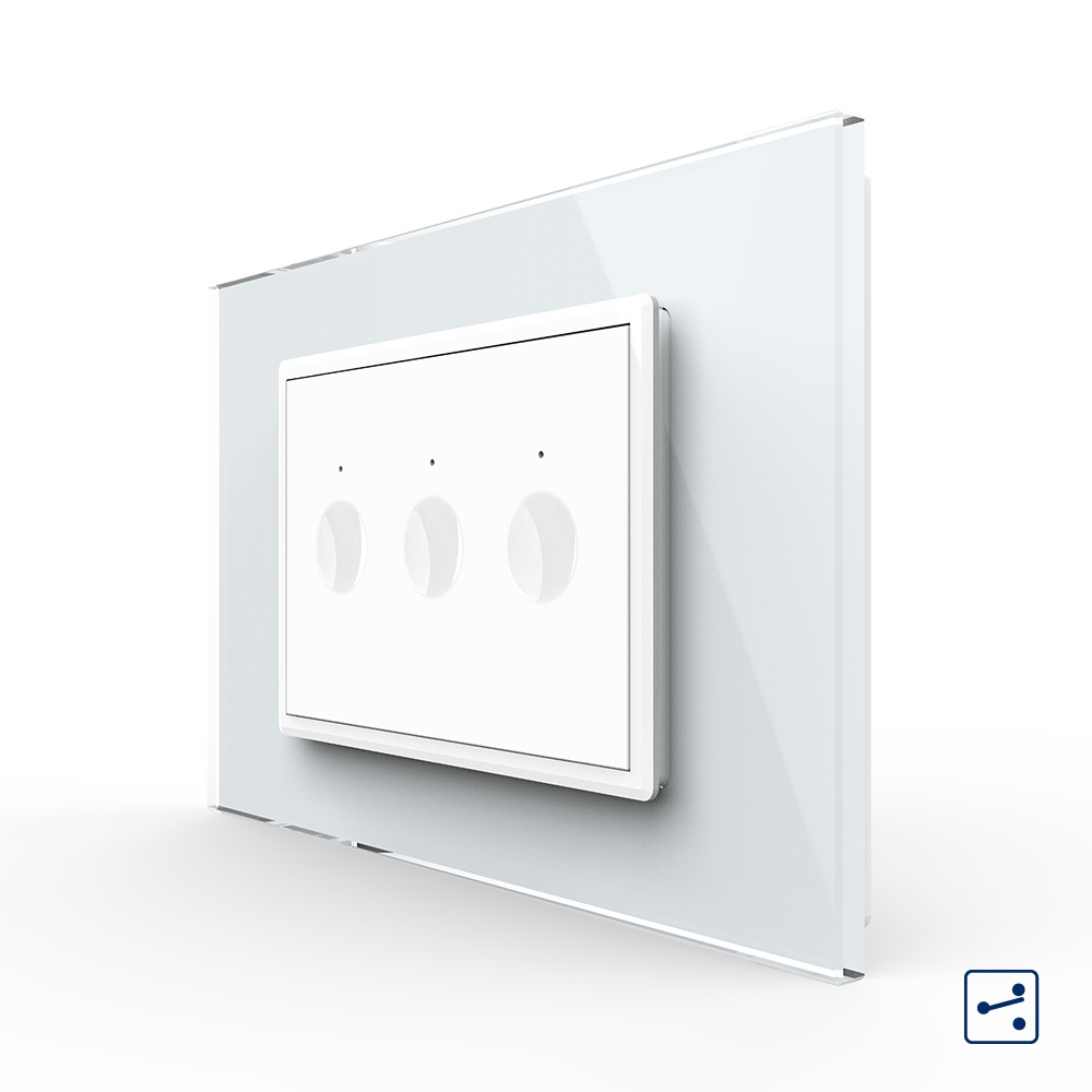 Intrerupator Touch Triplu Livolo, Sticla, Standard Italian