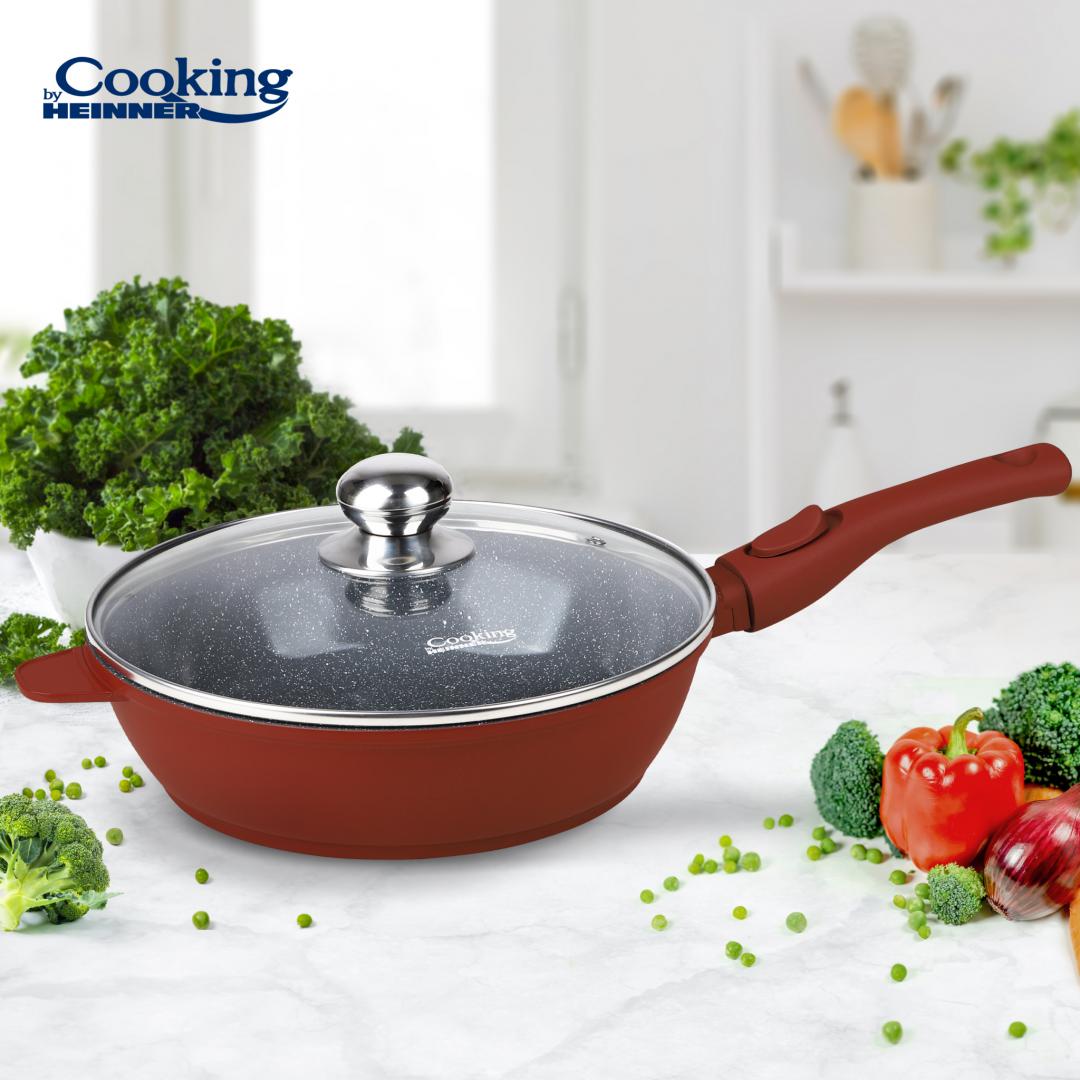 Tigaie Adâncă Heinner Calabria 26cm cu Capac - Aluminiu Premium - imagine 4