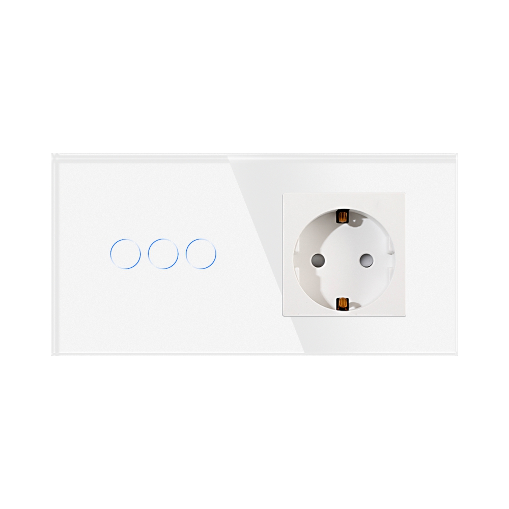 Intrerupator Triplu + Priza Sticla LUXION IP44 - imagine 2