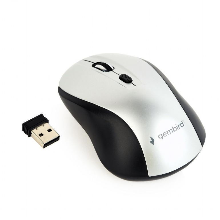 Mouse Wireless Gembird 1600 DPI Ergonomic - Negru/Gri - imagine 1