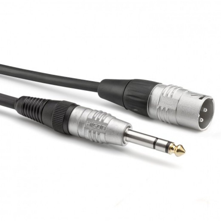Cablu Audio Jack 6.35mm la XLR 3p Hicon, 0.6m, Aurit