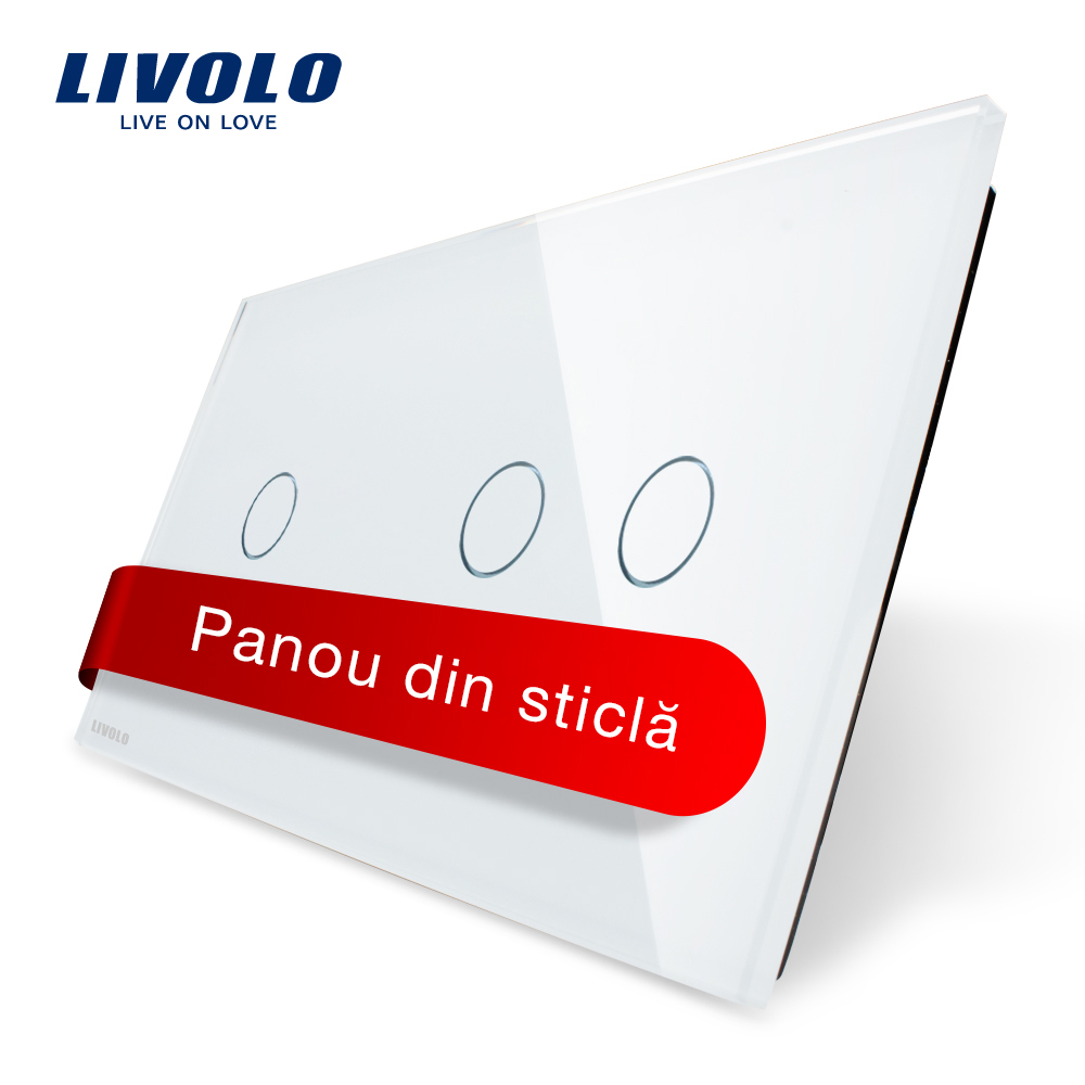 Panou Touch Livolo Sticlă Intrerupător Simplu+Dublu