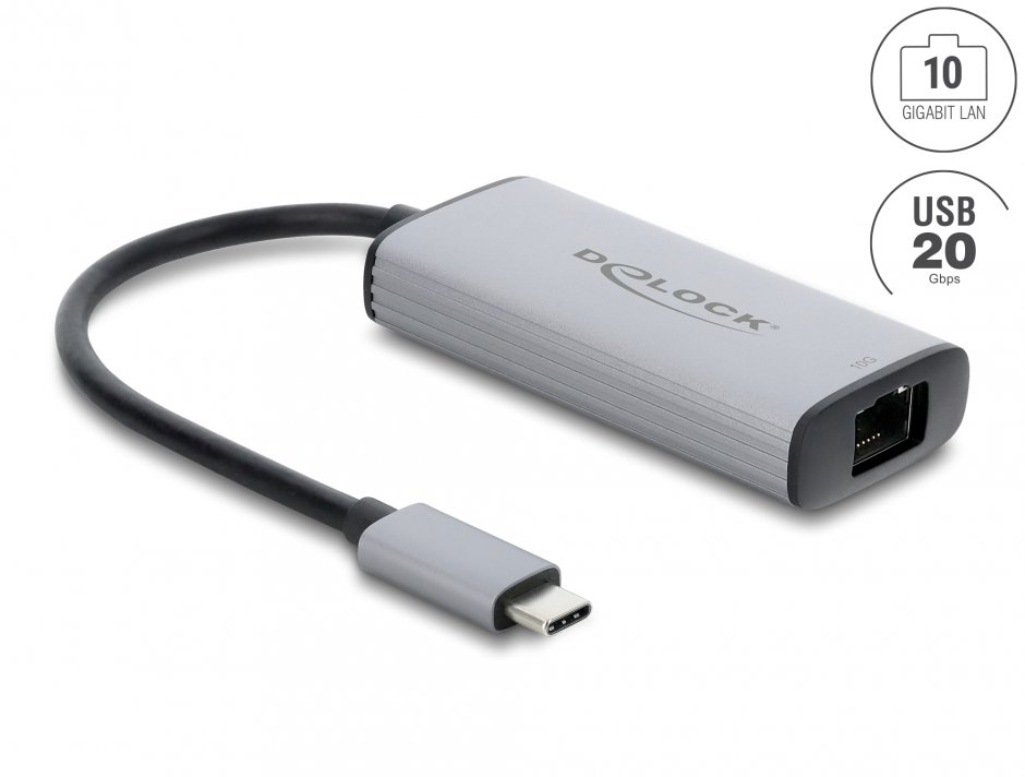 Adaptor Delock 81590 USB-C la RJ45 LAN 10 Gbps