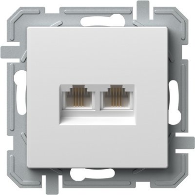 Priză Dublă Telefon RJ11 TEM LOGIQ, Alb