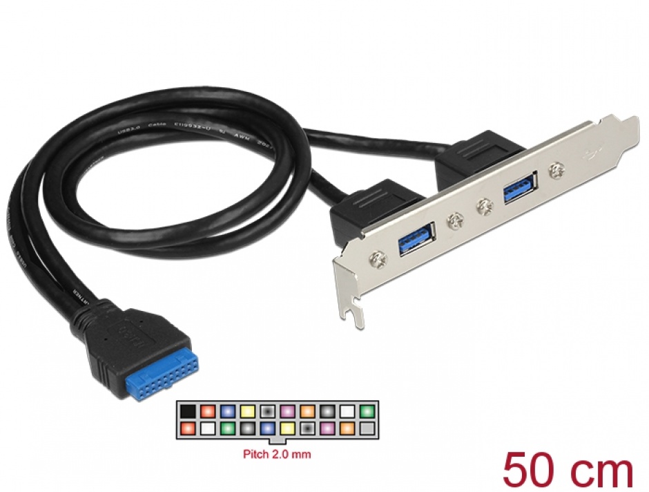 Bracket USB 3.0 Delock 84836, 2 Porturi Externe