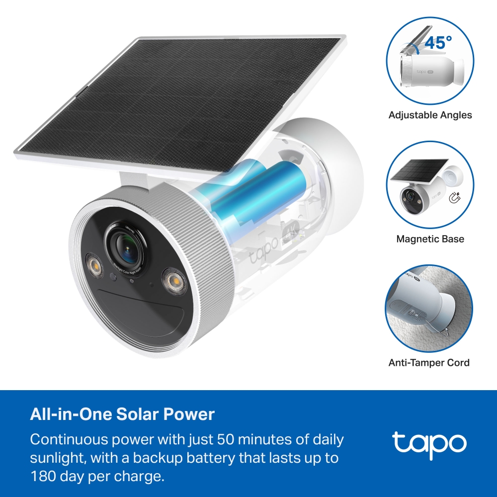 Cameră Supraveghere Solară 4K TP-Link Tapo - AI și Night Vision - imagine 4