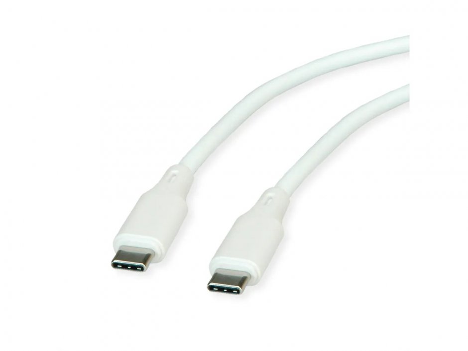 Cablu USB-C Roline 60W Silicon 1m Alb