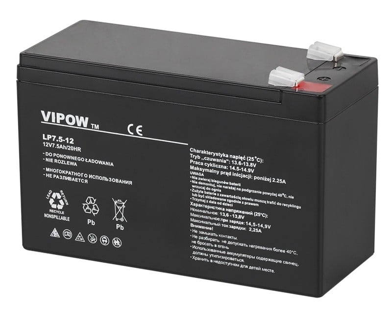 Acumulator AGM 12V 7.5Ah Vipow BAT0214 pentru UPS și Alarme