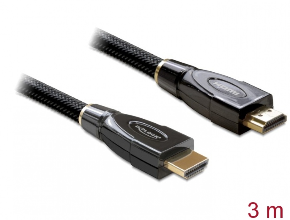 Cablu HDMI Delock 4K 3m, Premium, Aurit