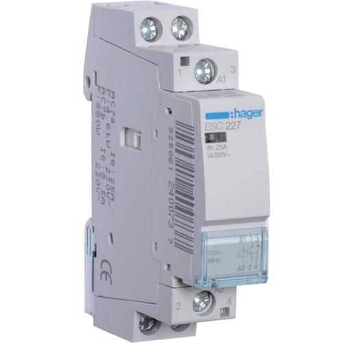 Contactor modular Hager ESC227, 25A, 230V, 1NO+1NC