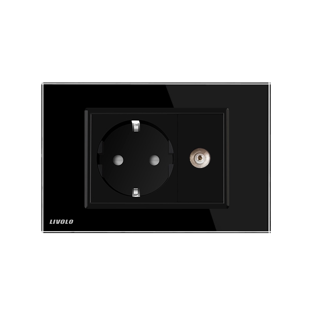 Priză Sticlă Livolo cu TV, Schuko - imagine 6
