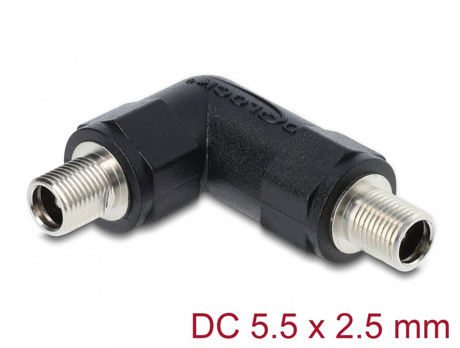 Adaptor DC 5.5 x 2.5 mm unghi 90° Delock 90944, max 5 A