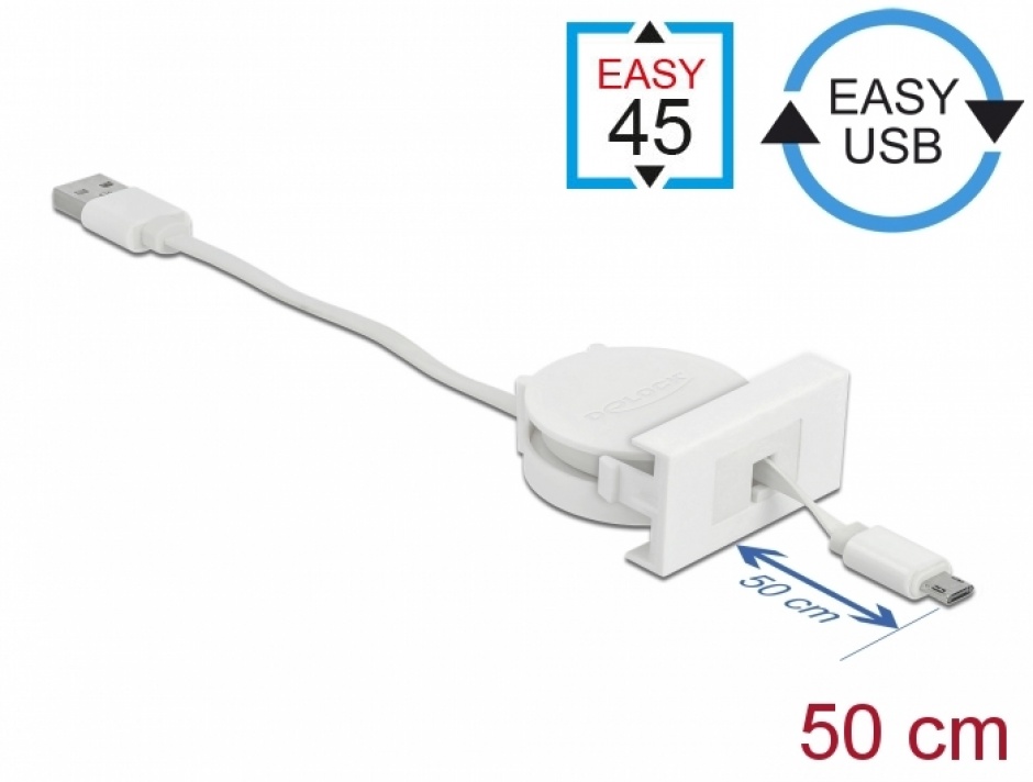 Cablu Retractabil Delock 81319 Easy 45 Micro-USB