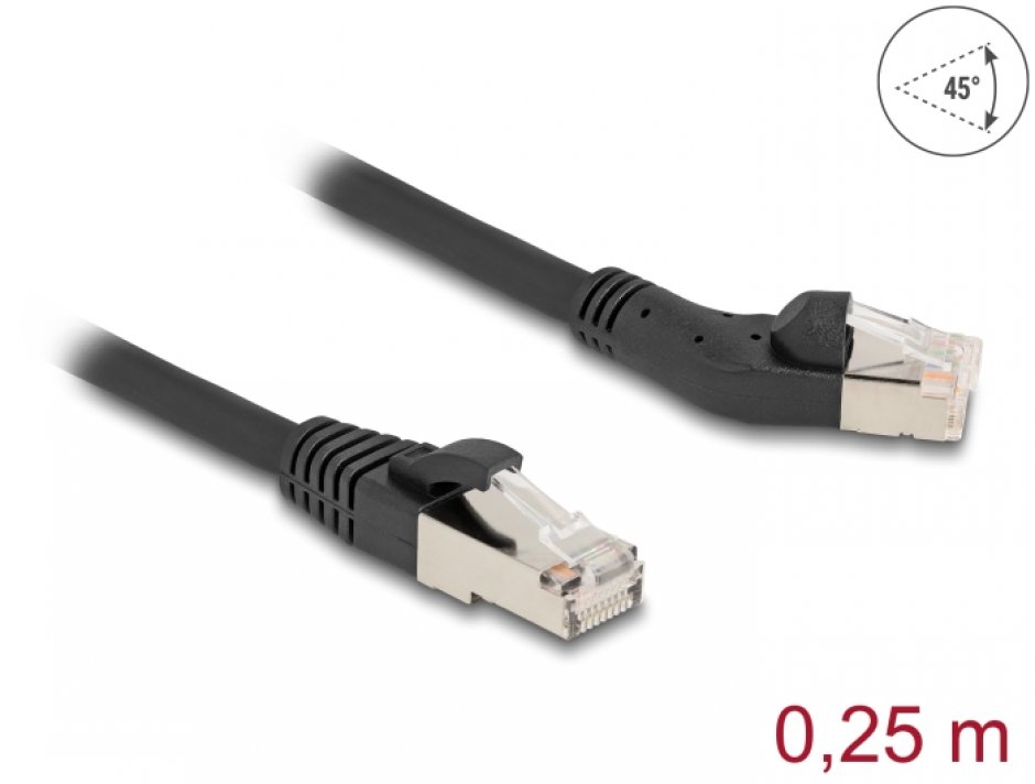 Cablu RJ45 Delock 6A, 0.25m, Unghi 45° - imagine 1