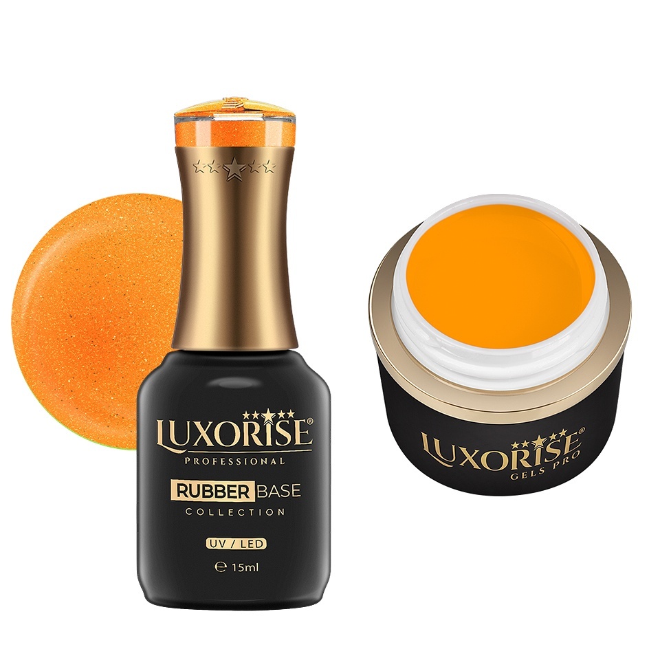 Set Gel Constructie si Rubber Base Coral Spark LUXORISE