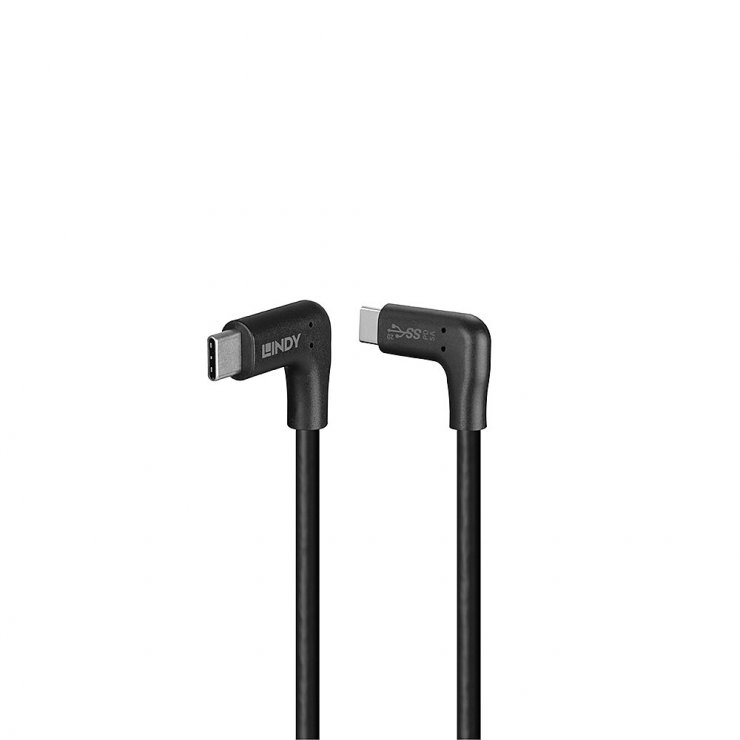 Cablu USB-C Lindy 3.2, 90°, 0.5m, 10Gbps
