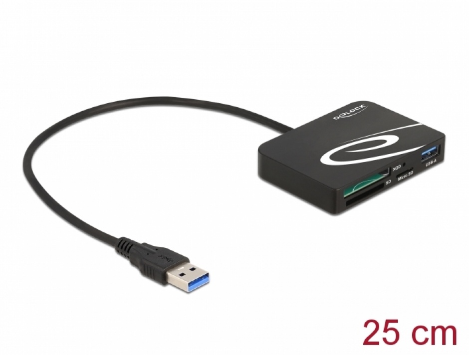 Cititor Carduri Delock USB 3.2 XQD/SD, Port USB Integrat