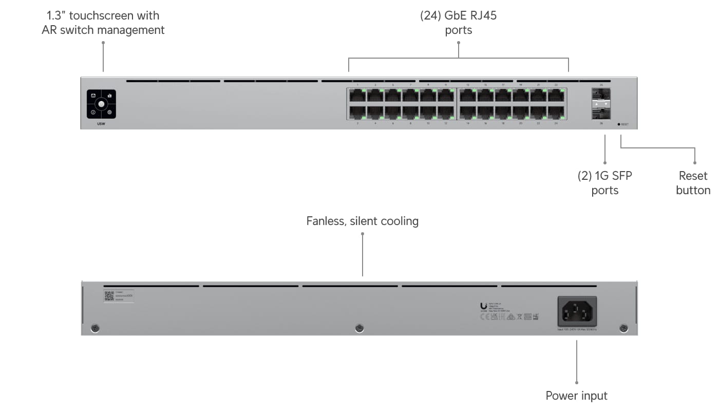 Switch Ubiquiti UniFi USW-24 Gigabit 24 Porturi 2xSFP - imagine 14