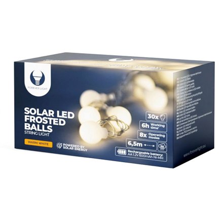 Ghirlandă Solară 6.5m 30 LED-uri 3000K - imagine 1