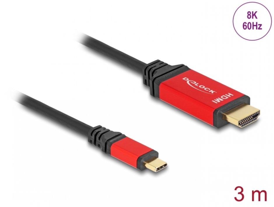 Cablu USB-C la HDMI 8K Delock, 3m, HDR