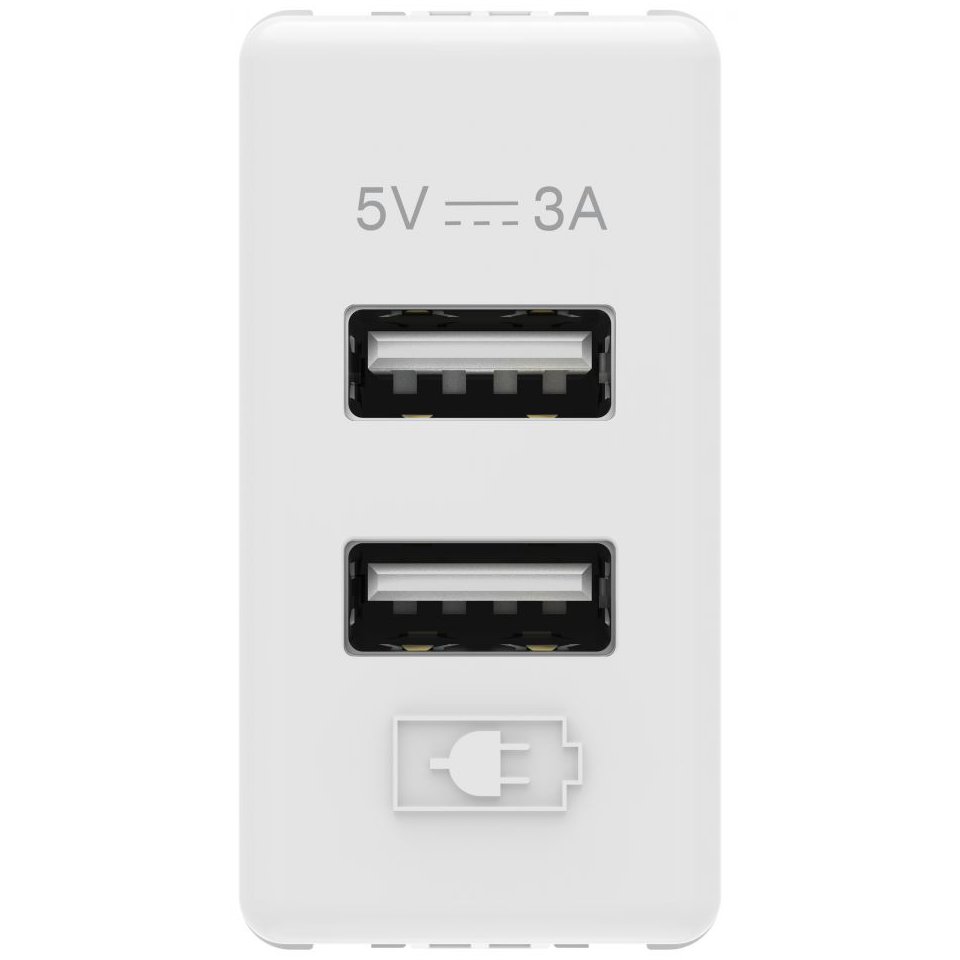 Încărcător USB A+A 3A 1 modul Gewiss System GW20362 alb
