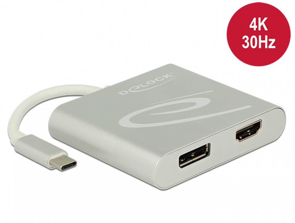 Multiplicator USB-C la HDMI & DP Delock