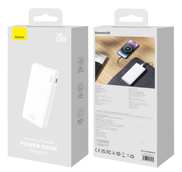Baterie externă Baseus Airpow 10000mAh 20W USB-C Alb - imagine 12