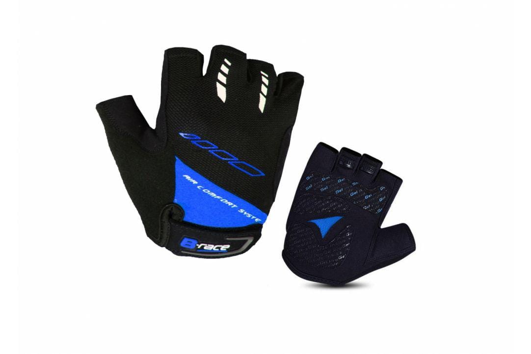 Mănuși Moto B-Race cu Gel Negru/Albastru, M | Protecție Superioară - imagine 2