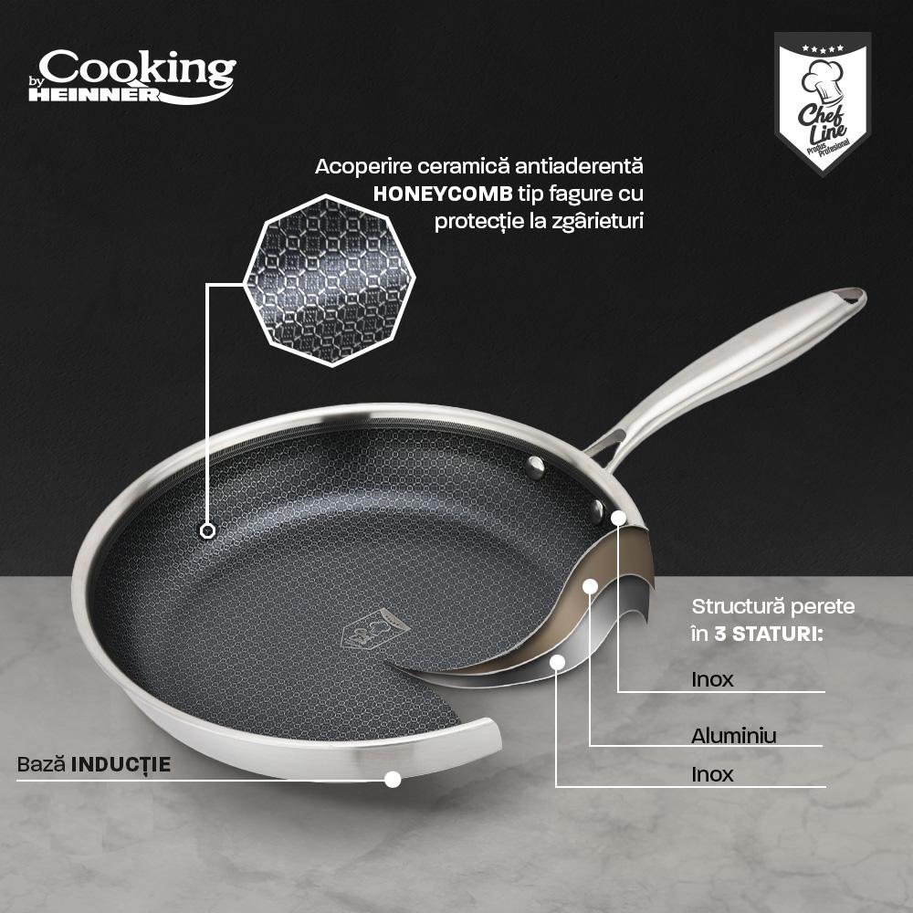 Tigaie Inox Heinner Titanium3 24cm - 3 Straturi Antiaderent - imagine 4