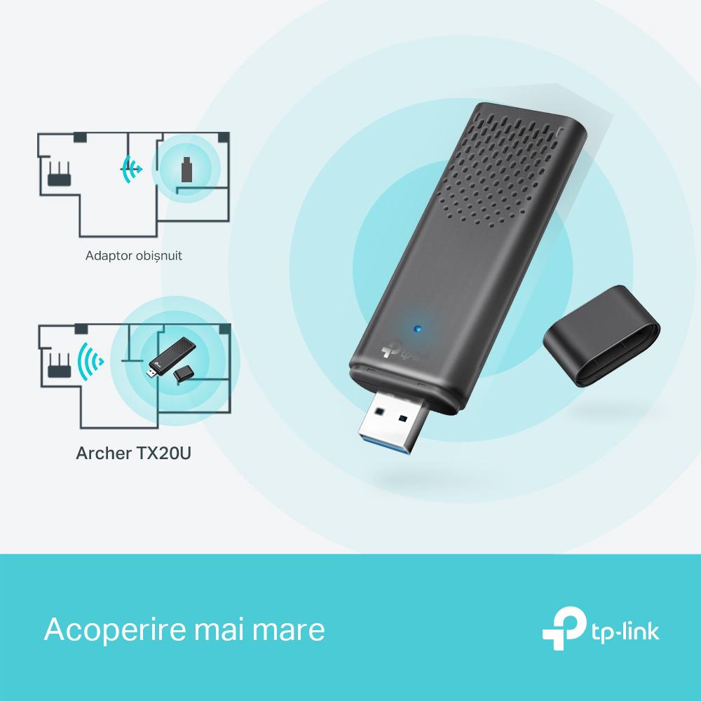TP-Link Archer TX20U Adaptor USB Wi-Fi 6 AX1800 Dual-Band - imagine 3