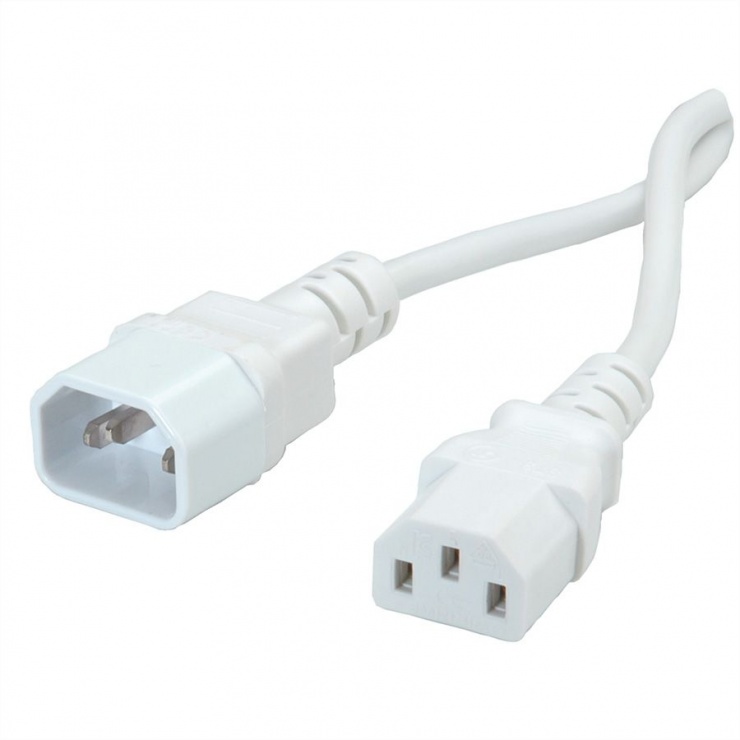 Cablu alimentare PC C13-C14 1.8m, Alb, Value