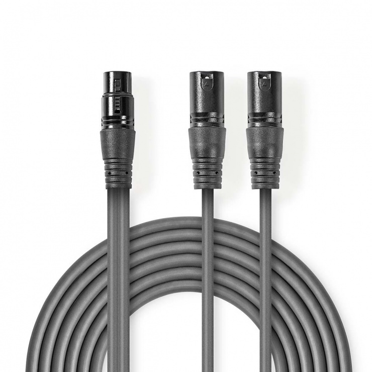 Cablu XLR Nedis 3pin-2x3pin 1.5m Audio Balansat
