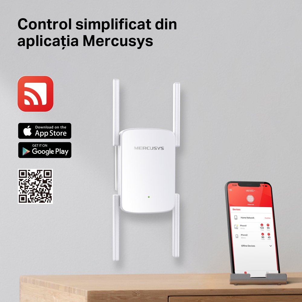 Range Extender Mercusys ME50G AC1900 Dual-Band - Semnal WiFi Puternic în Toată Casa - imagine 8