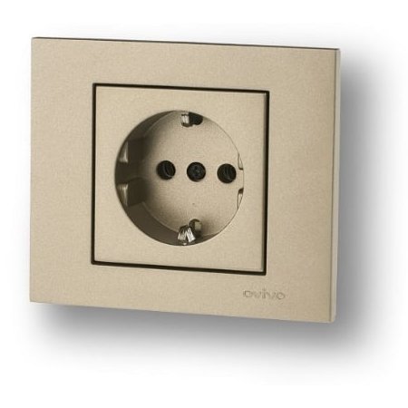 Priză Schuko Ovivo OV00227, 16A 250V, titan, încastrată