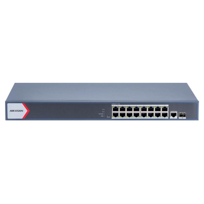 Switch Hikvision DS-3E1518P-EI, 16 porturi PoE Gigabit