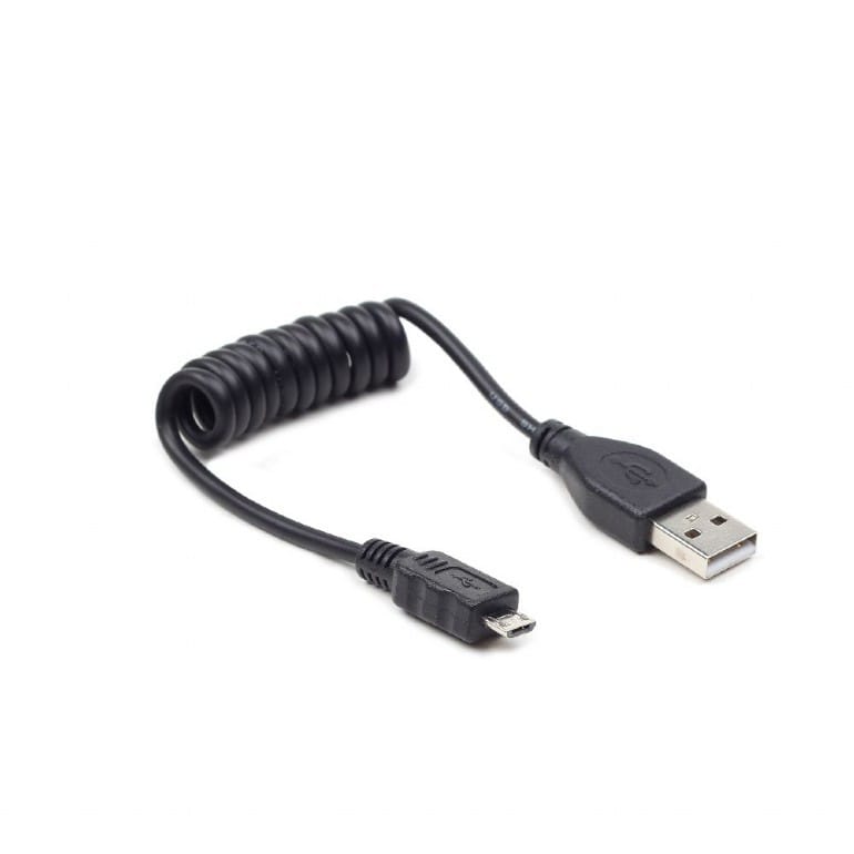 Cablu USB 2.0 Micro-USB Spiralat Gembird 0.6m Negru - imagine 2